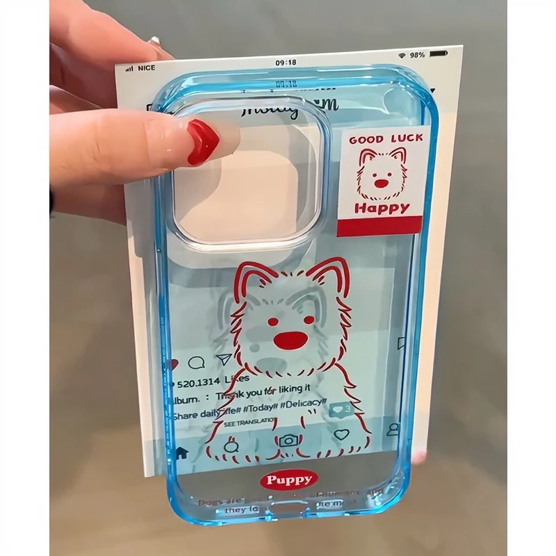 趣味壳韩系线条西高地适用iPhone15苹果13手机壳14promax可爱1211