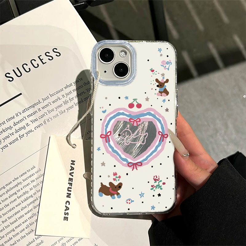 牛牛ins羽纱爱心小狗适用iPhone13苹果15手机壳华为vivo小米opp