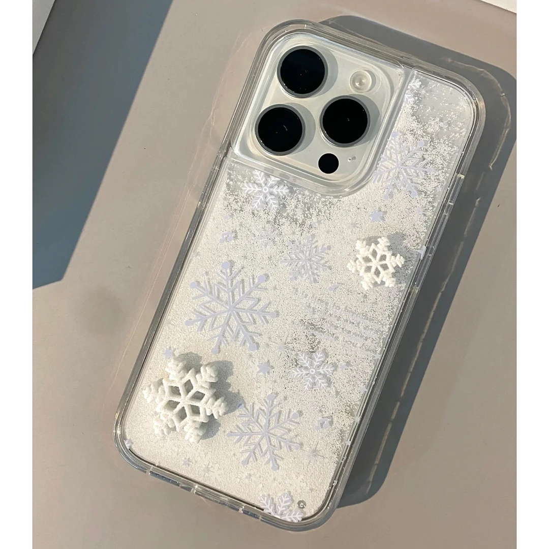 新款雪花流沙秋冬适用iPhone16promax苹果13手机壳15/11流沙12/11