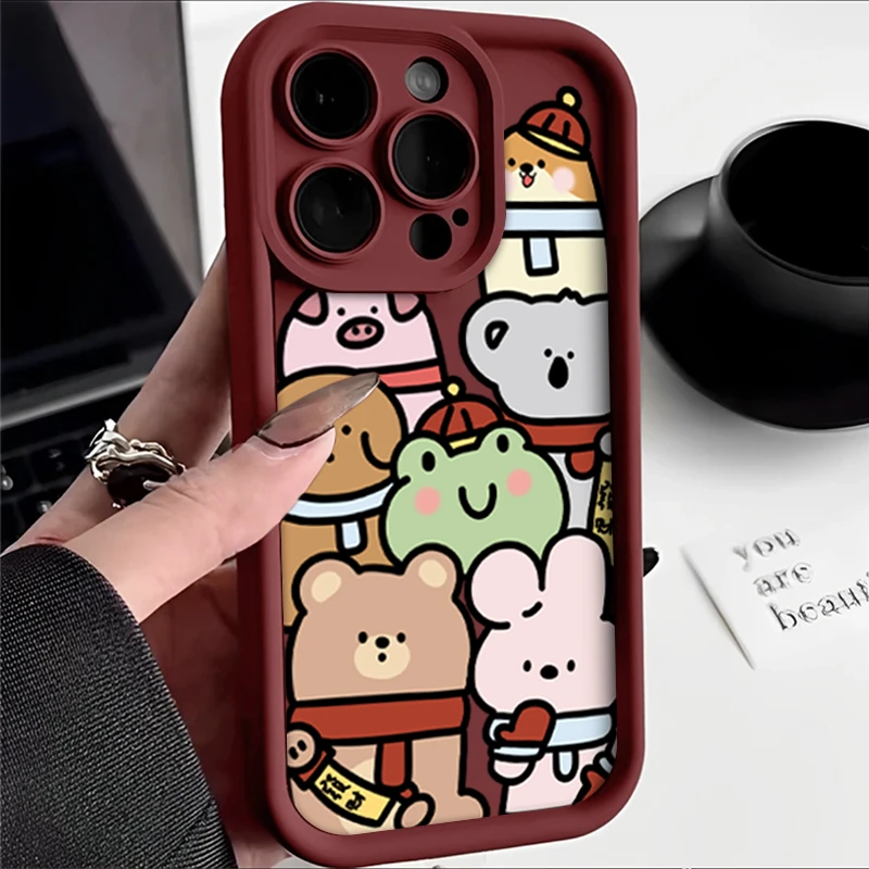苹果OPPO华为VIVO小米卡通小动物iPhone14手机壳15/13秋冬12/11软