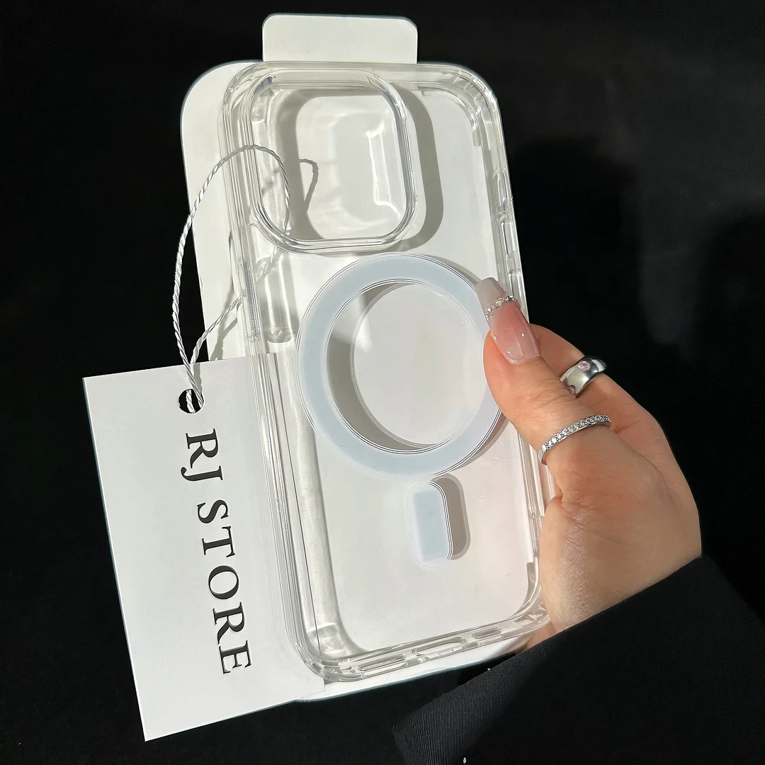 高级简约透明磁吸适用iPhone15/14promax手机壳11苹果13/12轻奢