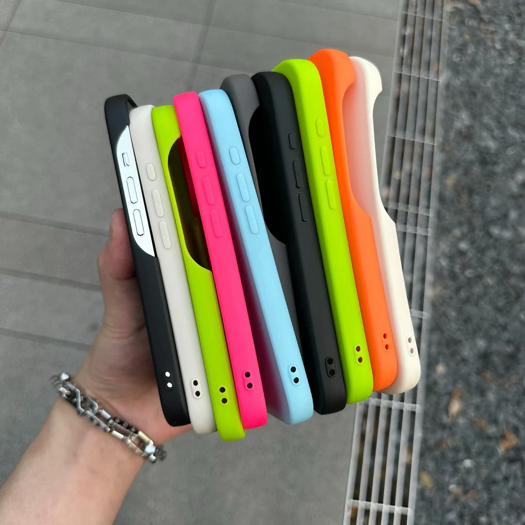 雅天立简约纯色肤感适用iPhone15苹果13手机壳14多巴胺12软11防摔