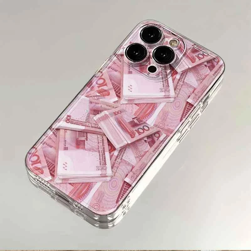 创意满屏钞票iPhone15苹果14手机壳13promax小众12/11全包XSXR软