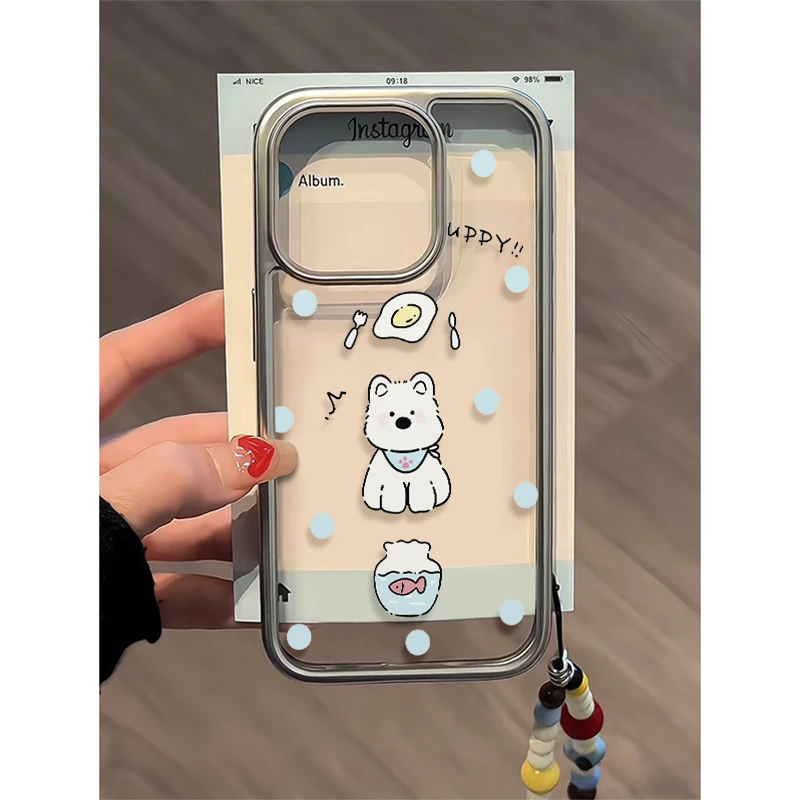 雅天立夏日波点西高地适用iPhone15苹果13promax电镀14手机壳1211
