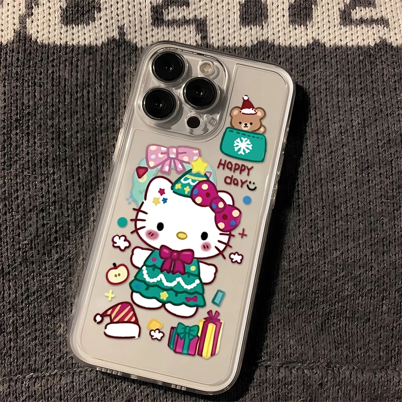 可爱圣诞kitty苹果15手机壳iPhone13透明14/11软华为vivo小米oppo
