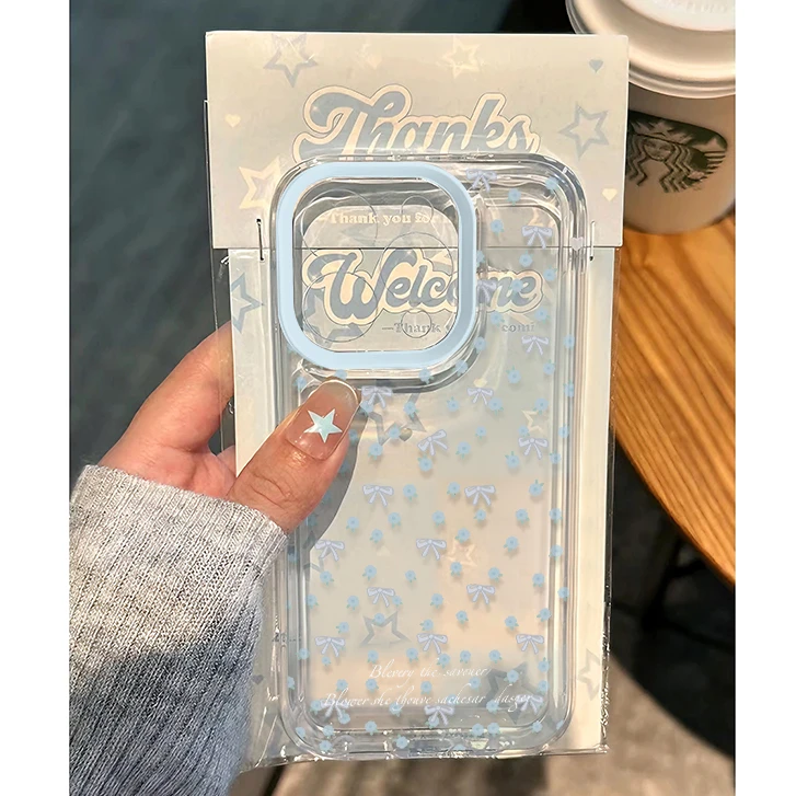 雅天立ins风碎花蝴蝶结适用iPhone15苹果13手机壳华为vivo小米opp