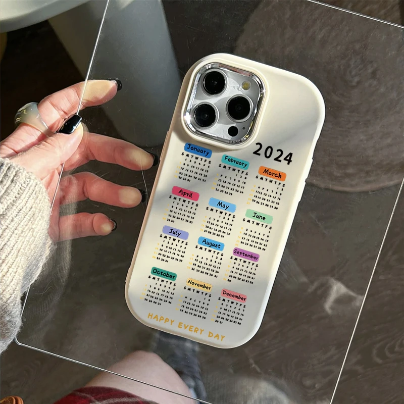 龙年日历2024苹果14promax手机壳15/11简约iPhone13肤感12/XS防摔