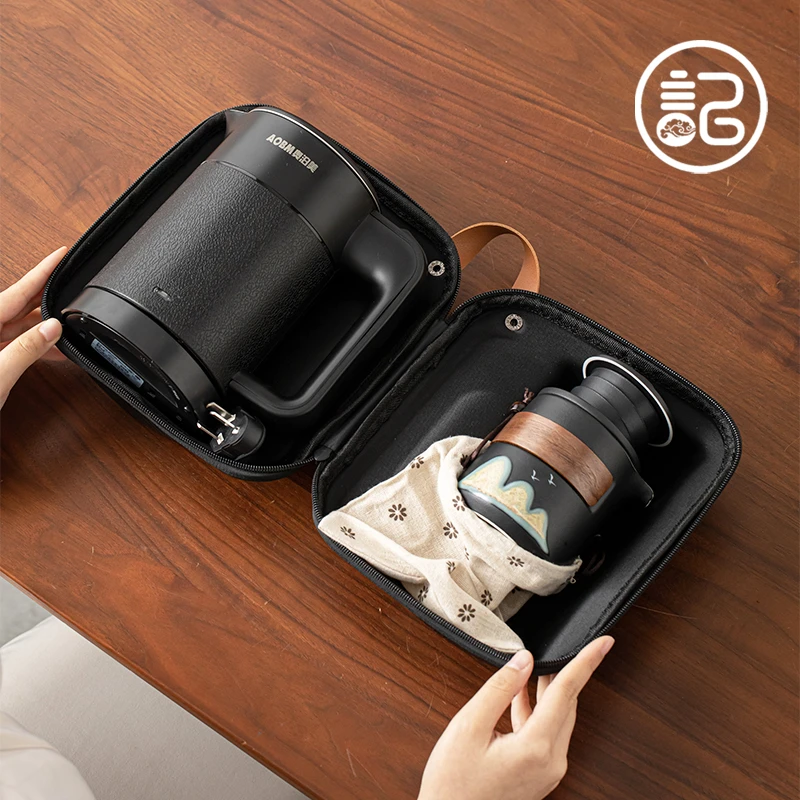 记今朝烧水壶便携小型电热水壶旅行茶具套装办公野外露营泡茶壶