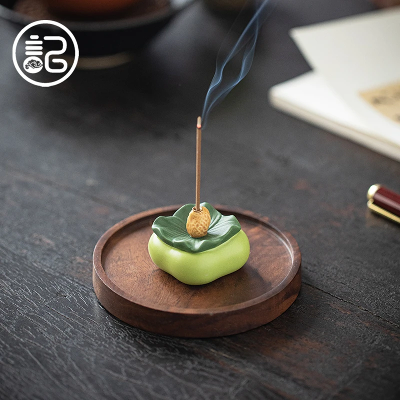 记今朝【好柿花生】事事如意创意陶瓷线香炉家用室内香插香座香薰炉