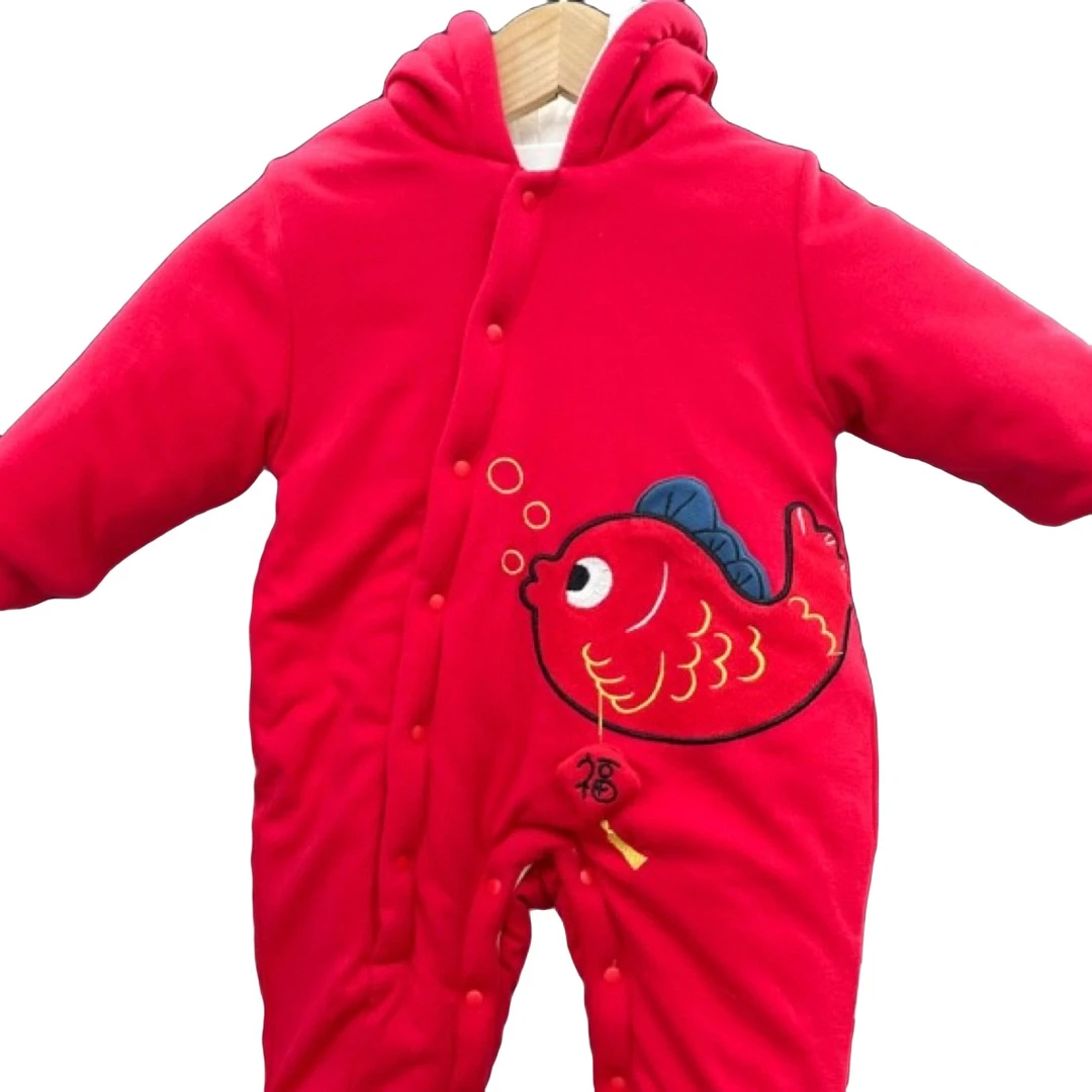 婴幼儿冬季加厚连体衣外出服