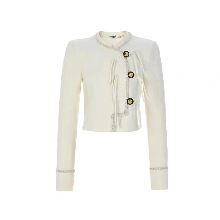 LE FAME/拉飞姆2024年冬中式盘扣小香风短外套开衫女FF24D11ZM327