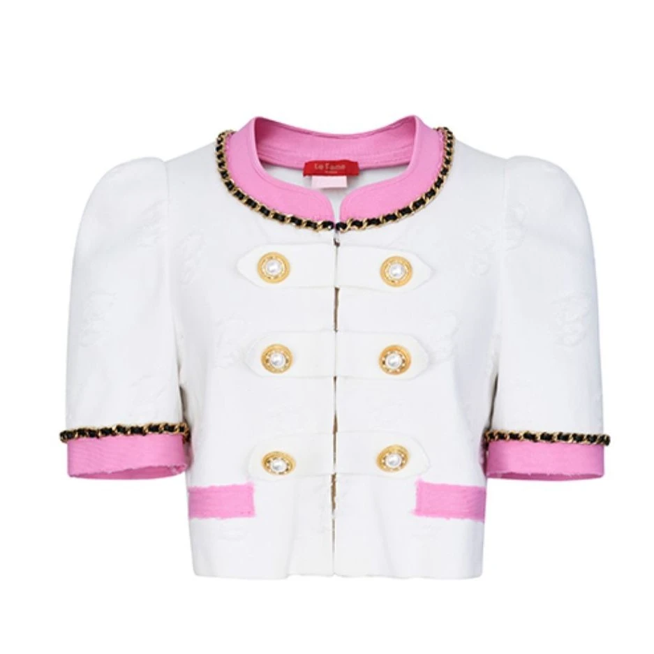 LeFame/拉飞姆LEFAME2023夏芭比撞色针织开衫LF23X31ZC01W160短款