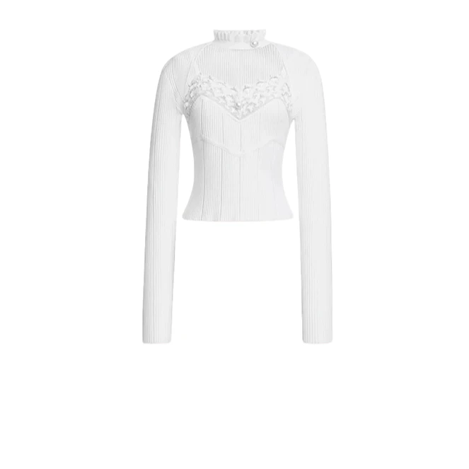 LeFame/拉飞姆24冬洛可可心机感打底衫蕾丝长袖 LF24D51ZB394