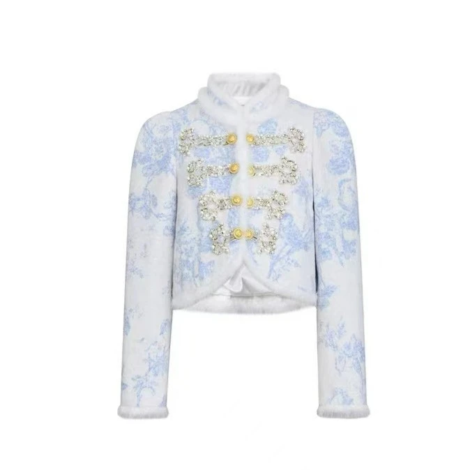 LeFame/拉飞姆LEFAME2023冬中式立领圆肩针织开衫LF23D41ZM081