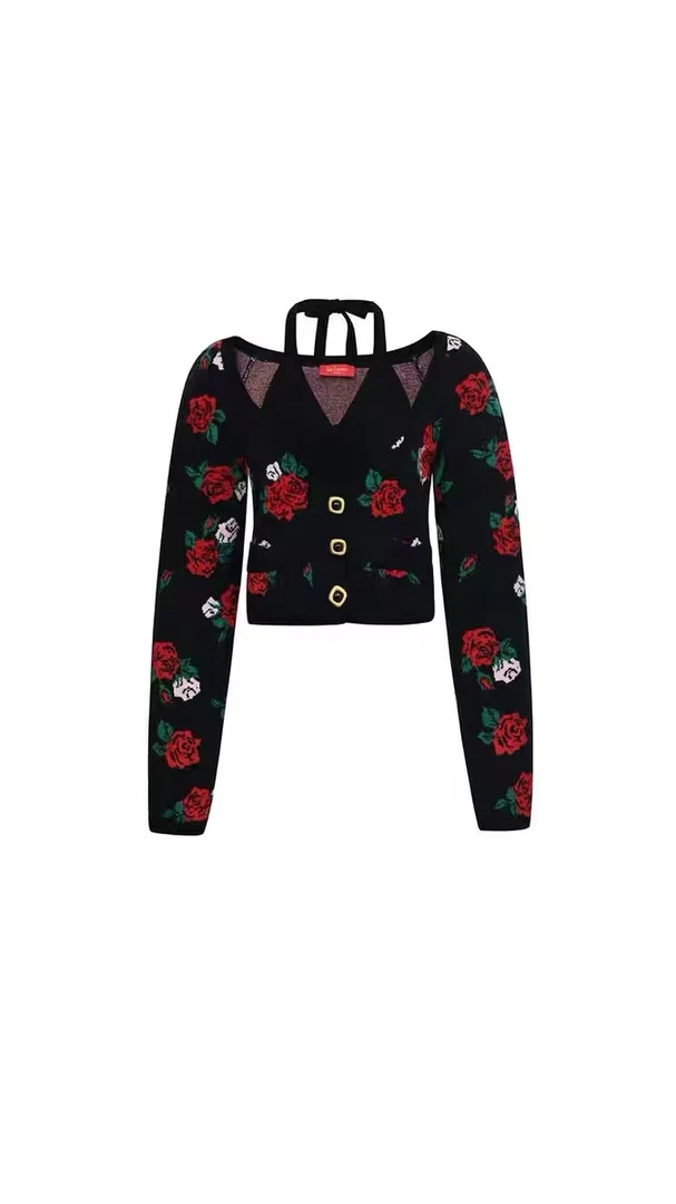 LeFame/拉飞姆23冬港风挂脖针织上衣LF23D51ZB171长袖针织衫