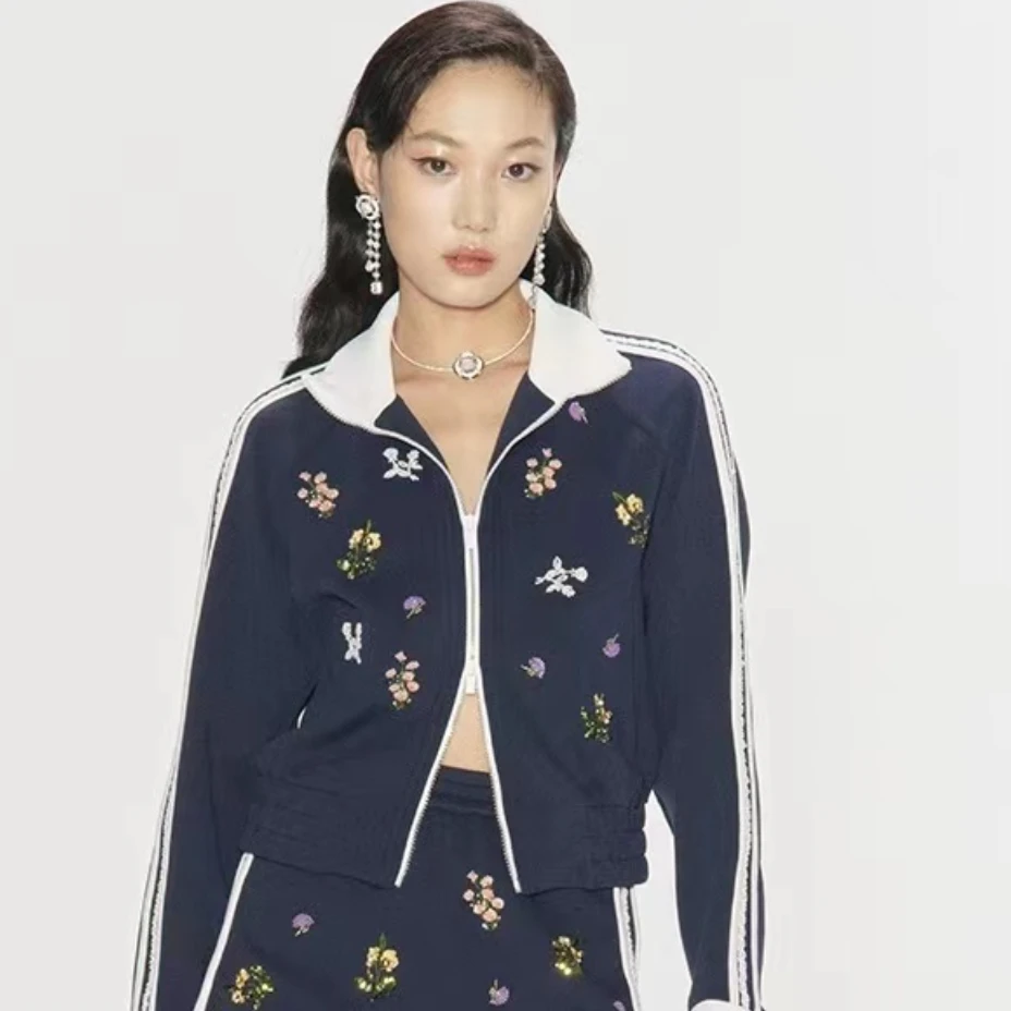 LeFame/拉飞姆LF24Q11SC093洛可可小花刺绣撞色条装饰外套