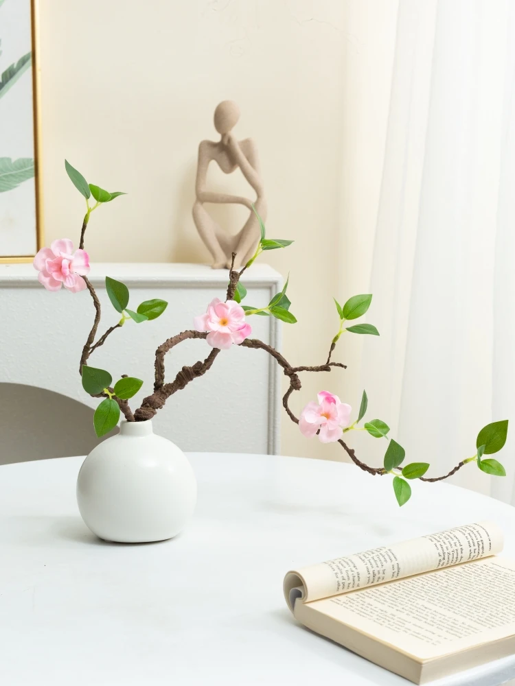 仿真绿植假植物客厅餐桌装饰仿真花海棠花假花禅意花艺摆件清新