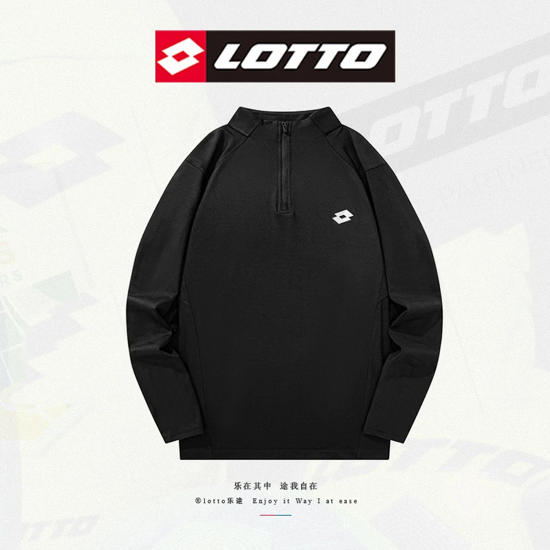 LOTTO/乐途秋冬情侣同款抓绒长袖时尚小高领拉链卫衣加绒套头衫男