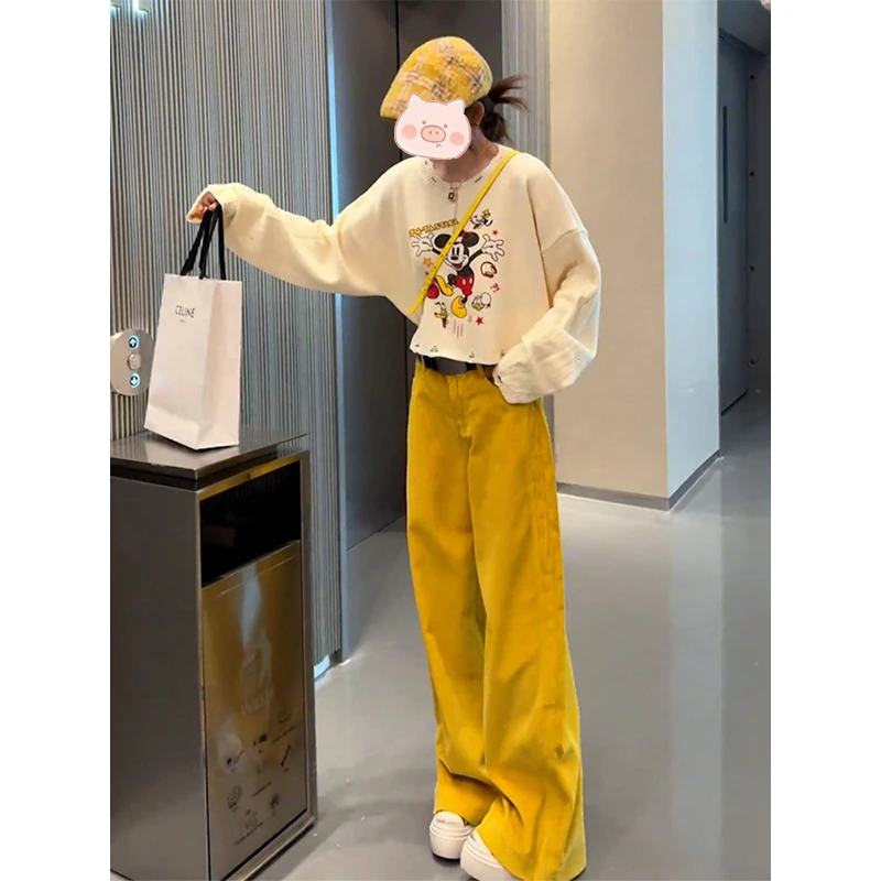 韩版百搭印花减龄针织衫女2024秋季新款漂亮上衣阔腿休闲裤两件套