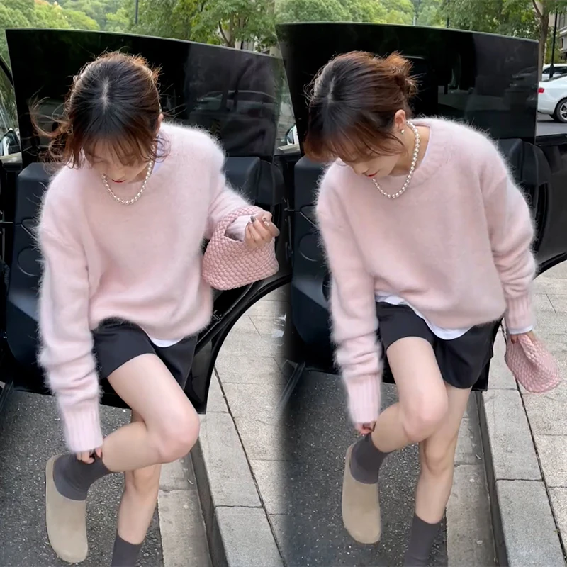 秋季减龄一整套穿搭韩系高级感温柔风软糯针织毛衣休闲短裤套装女