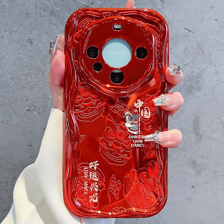 公主范适用华为mate60pro手机壳p60pro新款国潮红色个性防摔全包
