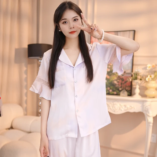 查理夫人【霓虹花园】睡衣女士套装家居服夏季薄款宽松简约时尚