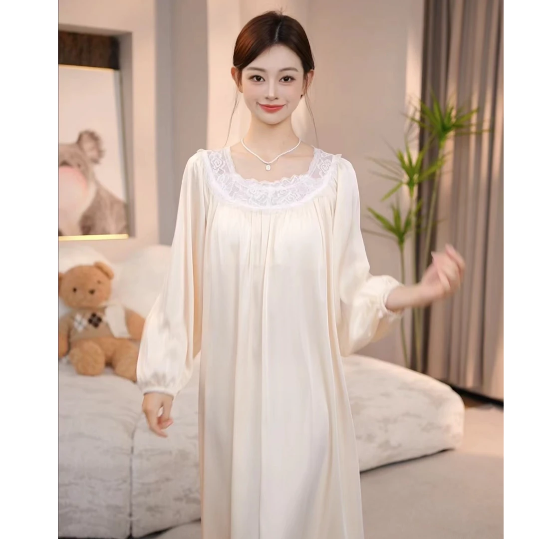 【洛思】气质睡裙家居服蕾丝显瘦白色时尚夏季优雅