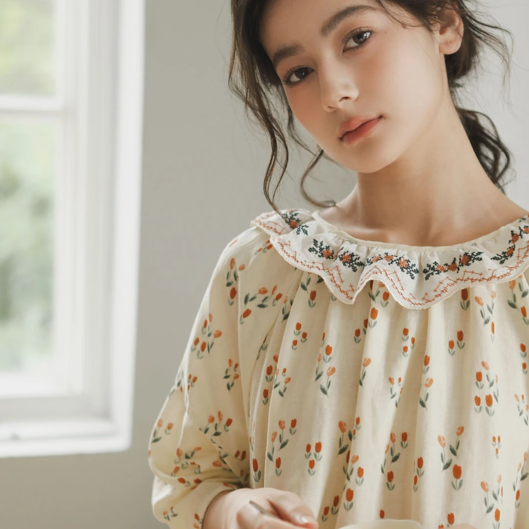 查理夫人【金朵裙】S女睡裙碎花夏季复古宽松印花甜美