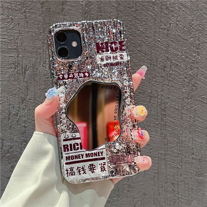 适用苹果11手机壳iphone11promax补妆镜子女款防摔套创意网红文字