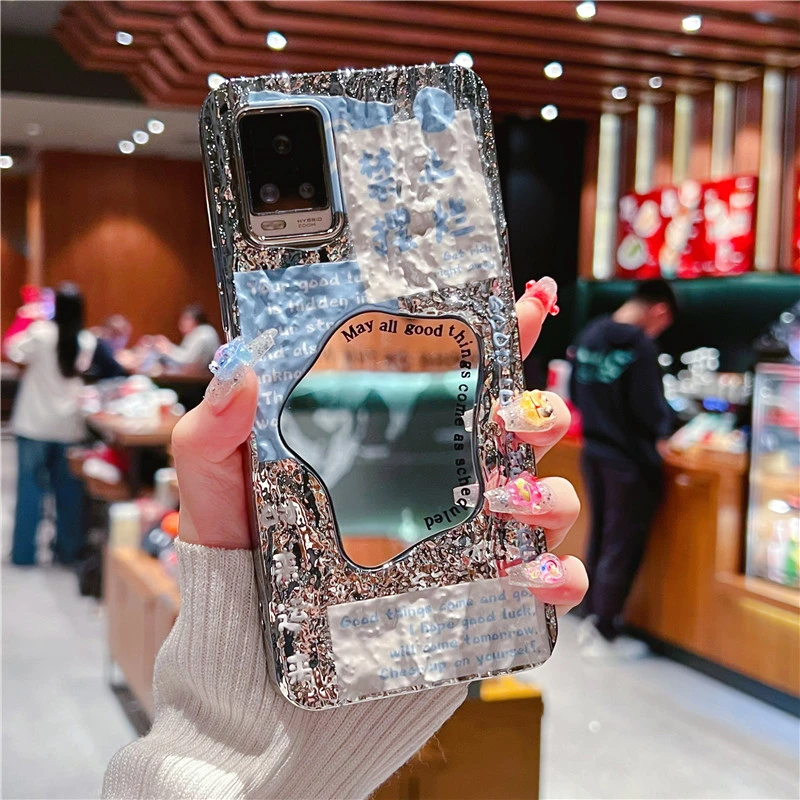 适用【vivos7】手机壳vivos7补妆镜子硅胶女款防摔禁止摆烂时来运转