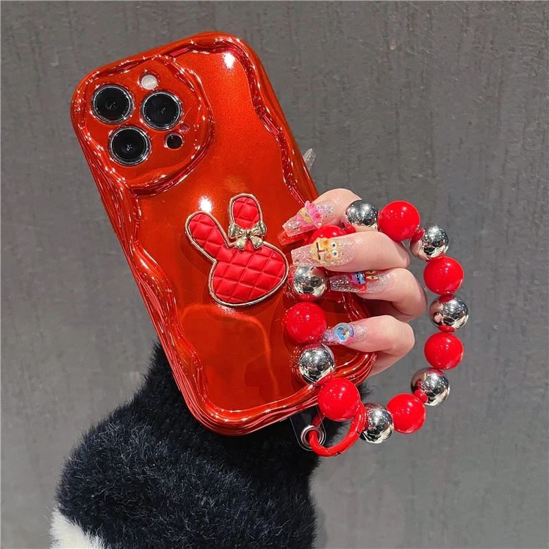 适用苹果15手机壳兔子电镀华为荣耀oppovivo小米iphone14/13女