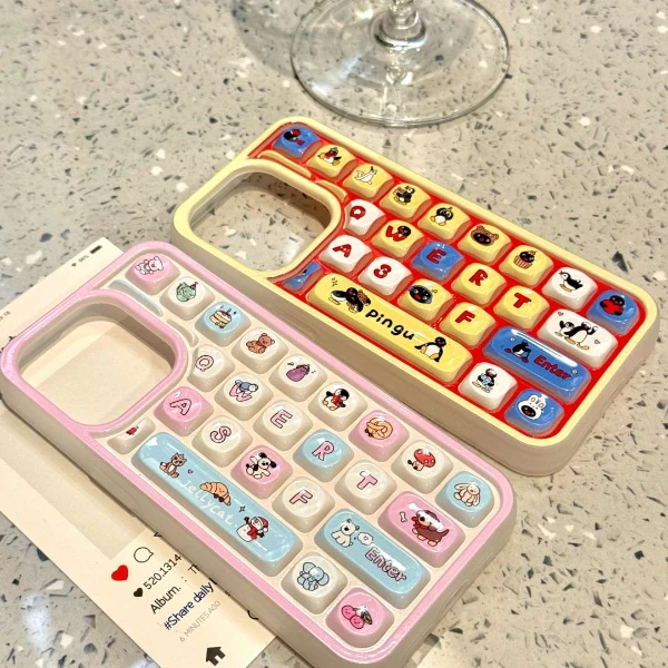 企鹅动物键盘适用苹果16promax手机壳iPhone15/14/13新款12女11软