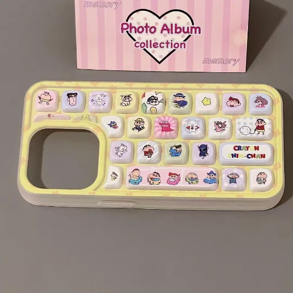 蜡笔小新键盘适用苹果16promax手机壳iPhone15/14/13新款12女11软