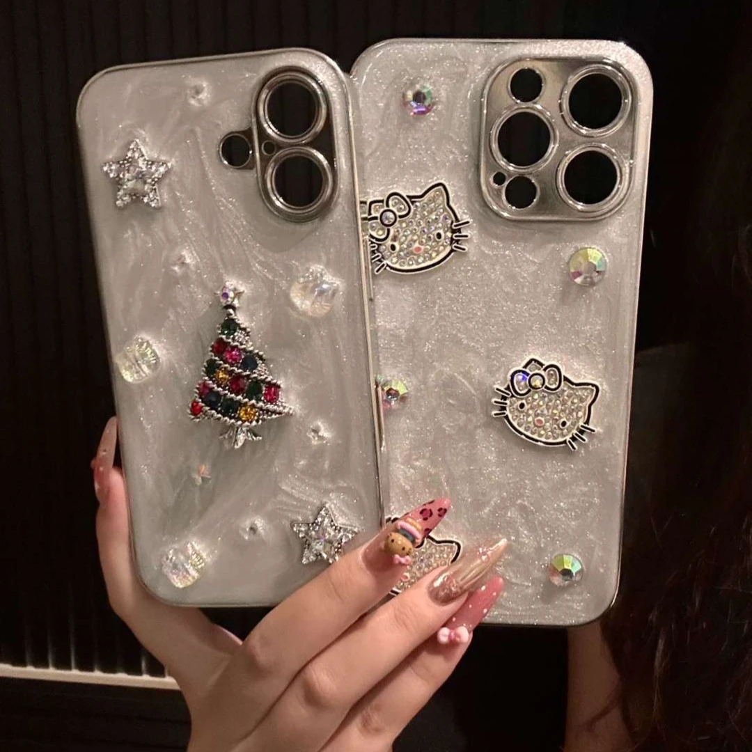 滴胶立体圣诞树KT猫适用苹果16promax手机壳iPhone15/14/13/12/11