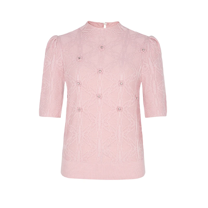 【品牌】商场同款新品立体绣花绵羊毛混纺针织衫NDY7B33595