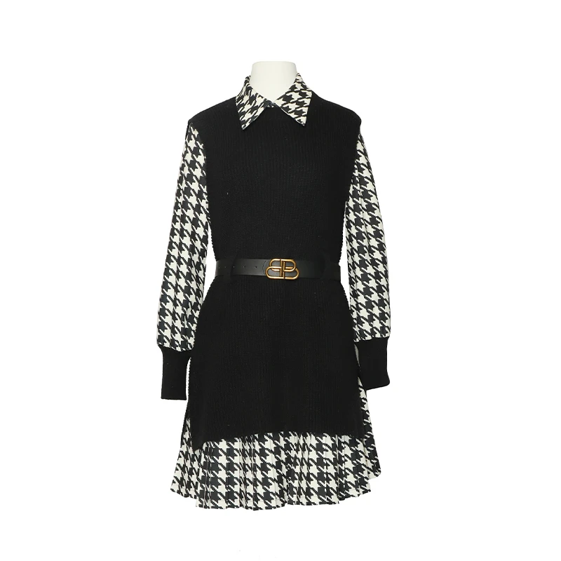 【白姐专属】商场同款冬季新品格纹连衣裙两件套N1910A24537