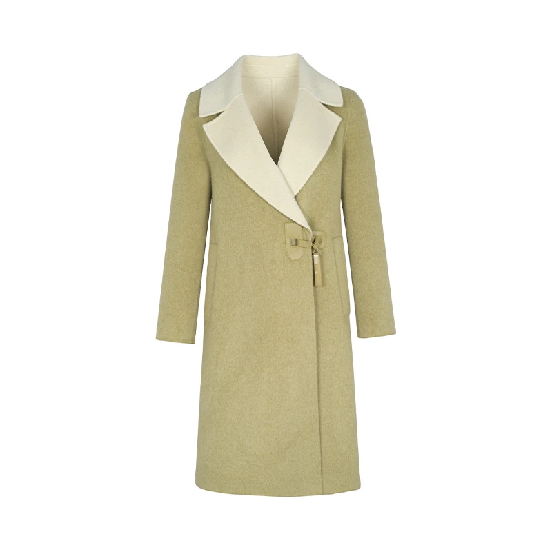 【品牌】商场同款新品皮袢扣绵羊毛双面呢大衣N2110A34558