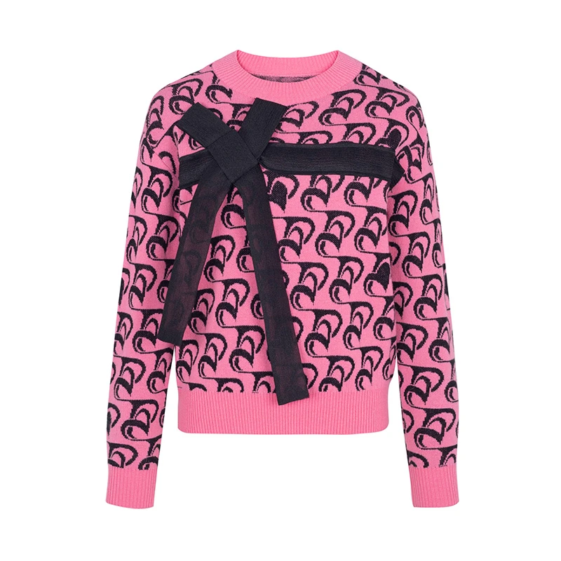 【品牌】商场同款新品绵羊毛撞色提花毛衣NDY10A34603