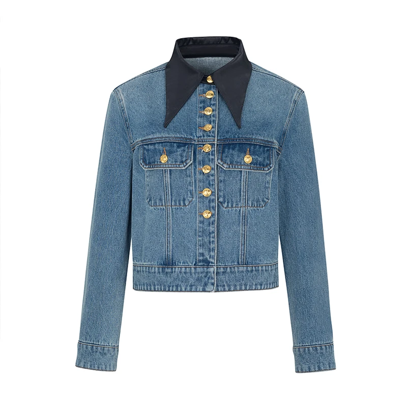 【小余】商场同款新品经典版假两件水洗牛仔外套N018B33050