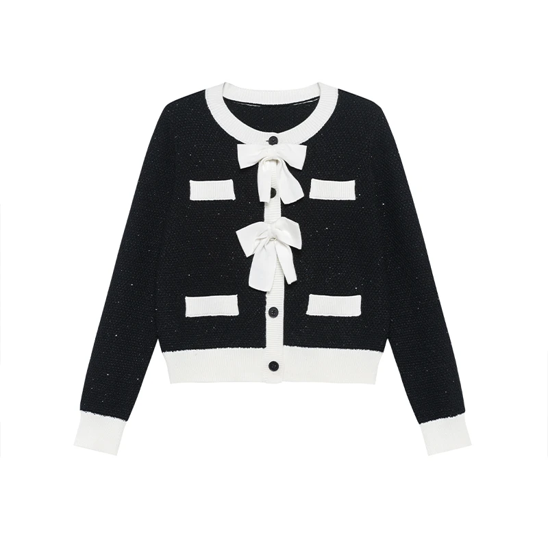 【品牌】商场同款新品撞色设计蝴蝶结装饰针织衫NDY1A31389
