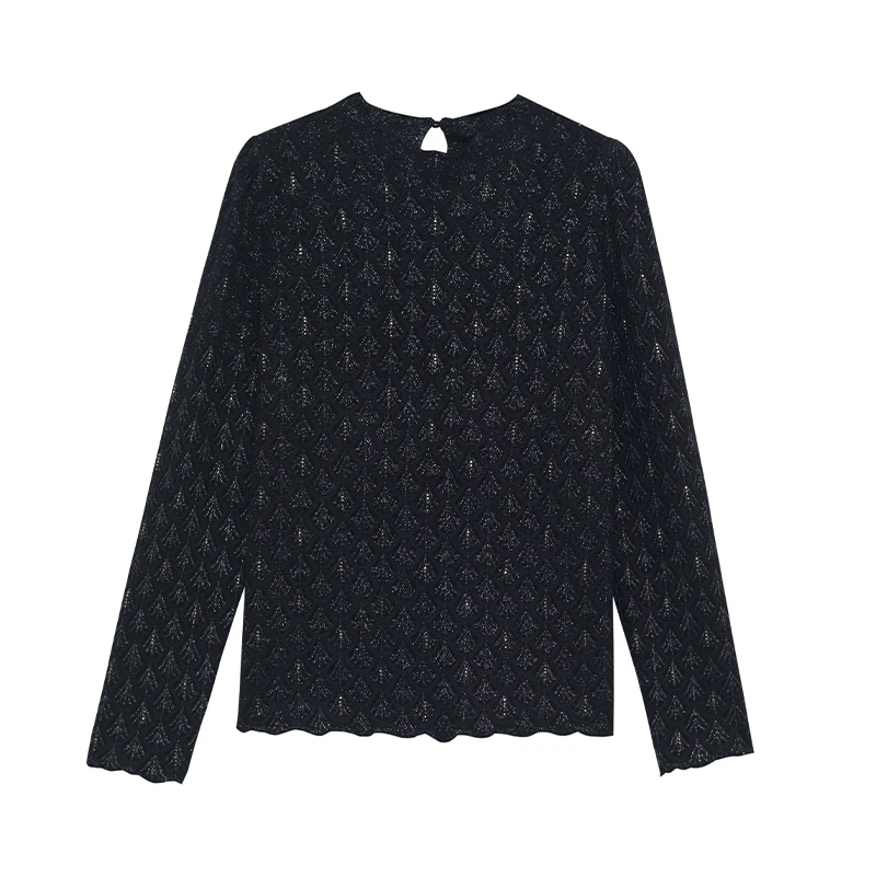 【小余】商场同款新品镂空提花设计绵羊毛针织衫NDY1A31387