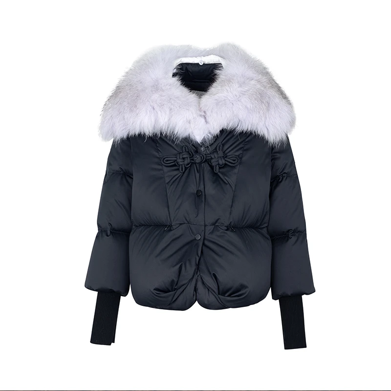 【尚雅专属】商场同款门襟领子一体狐狸毛鹅绒服N1011A34893