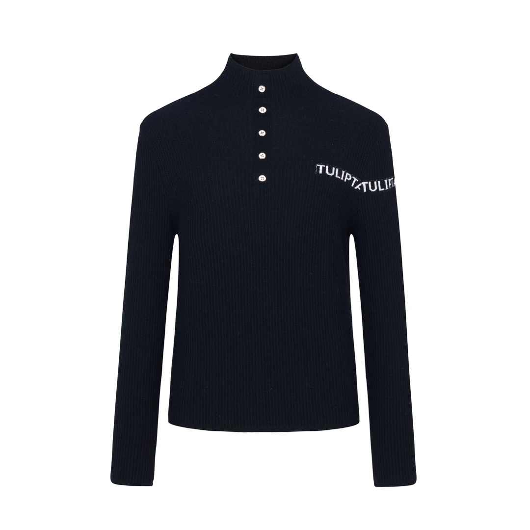 【品牌】商场同款新品半高领字母提花针织衫NDY10A34609