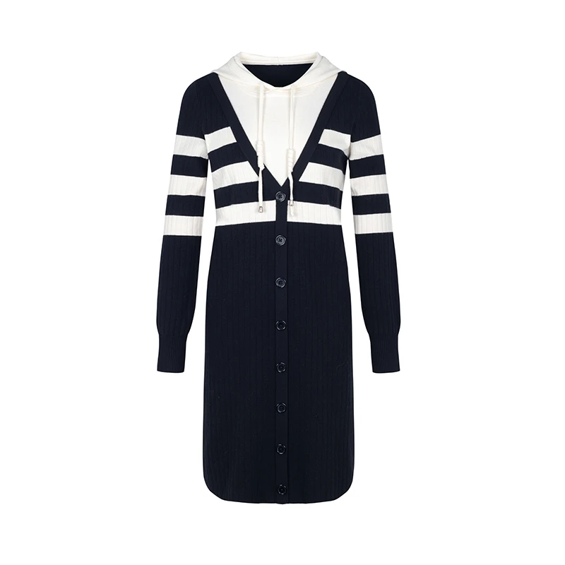 【媛媛女王专享】商场同款新品连帽假两件针织连衣裙N1910A34710