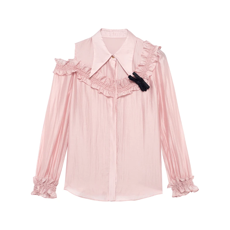 【小花专属】商场同款肩部镂空不对称设计衬衫N042A31206