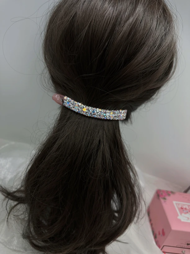 非金属亚克力发饰 韩国新款碎钻小众高级感气质超闪扭扭夹香蕉夹