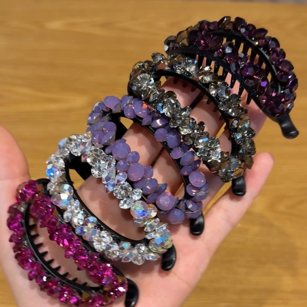 非金属发饰 韩版大钻马尾夹妞妞夹轻奢简约香蕉夹手工发夹百搭