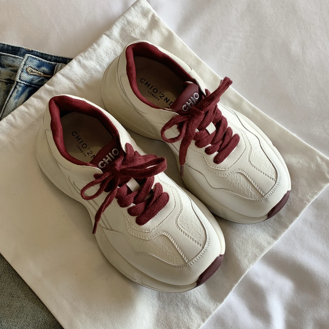 南风×Chio2nd 老爹鞋女2024厚底增高休闲运动小白鞋