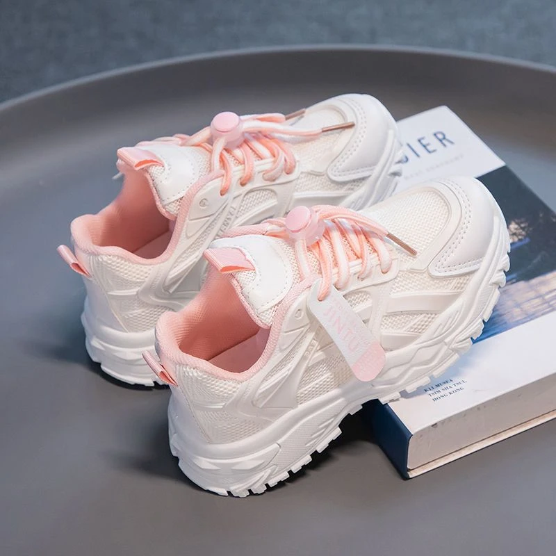 网红中大童小学生小女孩鞋子网面白鞋透气小学生女鞋轻便鞋子男童