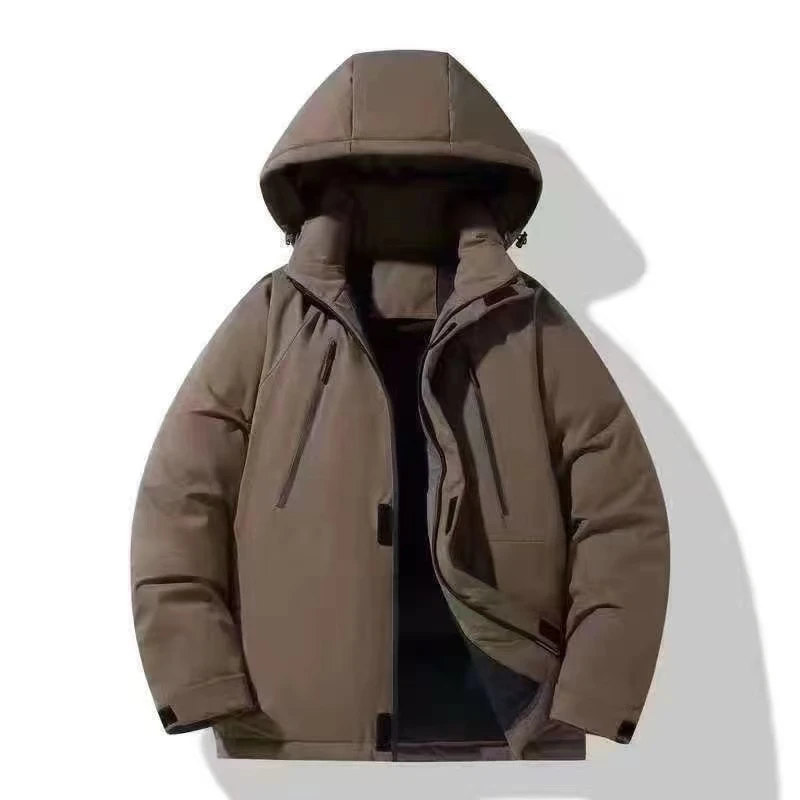 运动羽绒外套男女超厚冬季休闲中长款防风带帽防水保暖鸭绒